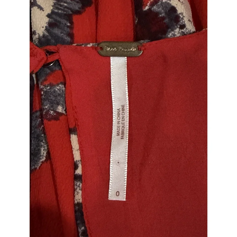 Free People Cloud Combo Floral Flutter By Dress Women Sz 0 Pleated OB420184 Red